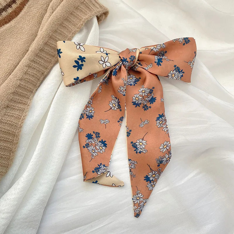 4pcs Silk Feel Skinny Silk Scarf Hair Band Women Spring Hair Bandana Foulard Ribbon Scarves Hair Accessories