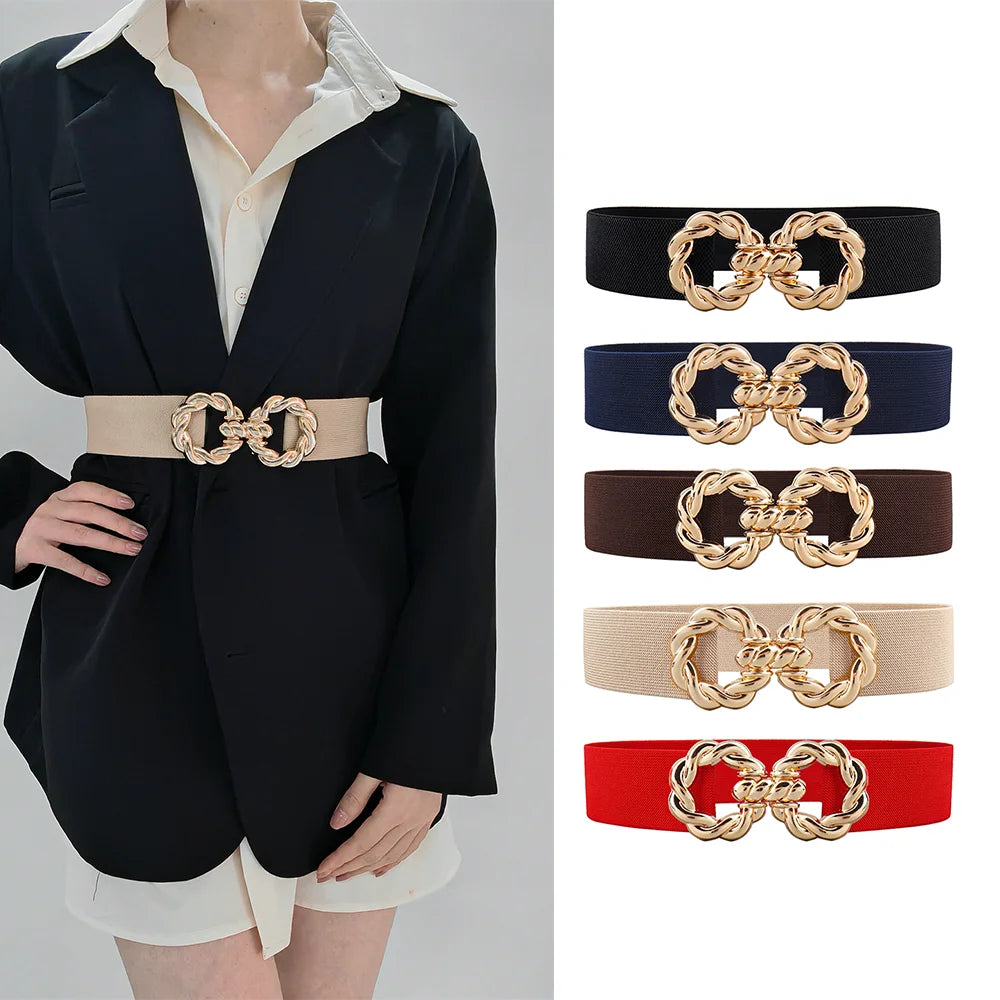 Waist Belt Women's Belt Corset Wide Elastic Dress Belt Luxury Designer Brand Stretch Elastic Wide Corset Metal Buckle Waistband