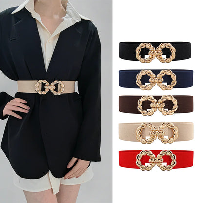 Waist Belt Women's Belt Corset Wide Elastic Dress Belt Luxury Designer Brand Stretch Elastic Wide Corset Metal Buckle Waistband