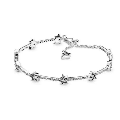 Brand new 925 sterling silver zirconia exquisite tennis star bracelet for women DIY original charm beads exquisite jewelry