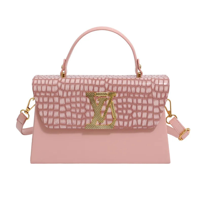 2025 Trendy Women's Shoulder Bag - Large Capacity, Glossy Leather with Letter Print, Adjustable Strap for Daily Use