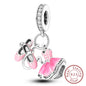 925 Sterling Silver Pink Pendant Charm Bead | Fits Pandora Bracelets & Necklaces | DIY Fine Jewelry