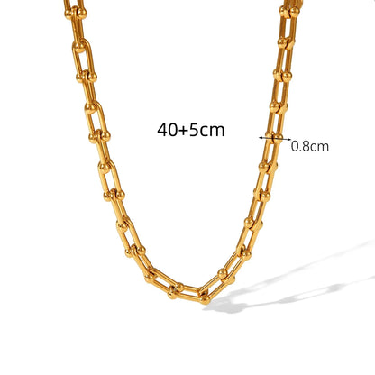 Classic Horseshoe Link Chain Necklace Women Fashion Stainless Steel Dainty Jewelry