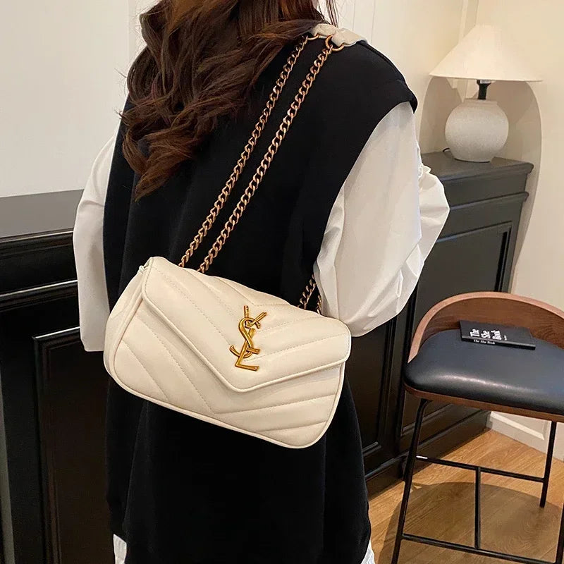 Luxury Genuine Leather Handbag - Elegant Designer Crossbody Shoulder Tote