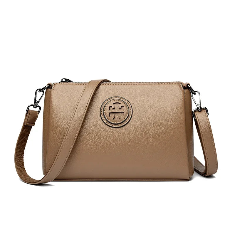Versatile PU Crossbody Bag for Women Stylish High Quality Brand Design Zipper Solid Color Pattern Casual Daily Use Shoulder Bag