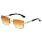 Fashion Rimless Sunglasses UV400 Rectangle Women Men Shades Hiking Square Sun Glasses Female Male Beach Vacation Travel Eyewear