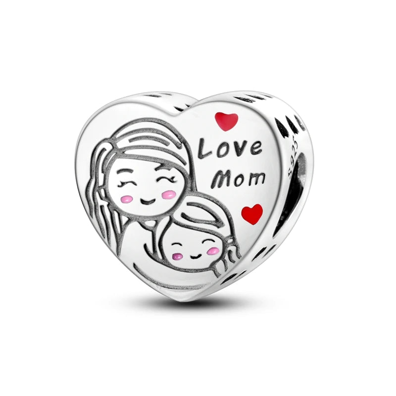 925 Sterling Silver Tree of Life, Peach Heart & Sweet Love Charm Bead | Fits Bracelets & Necklaces