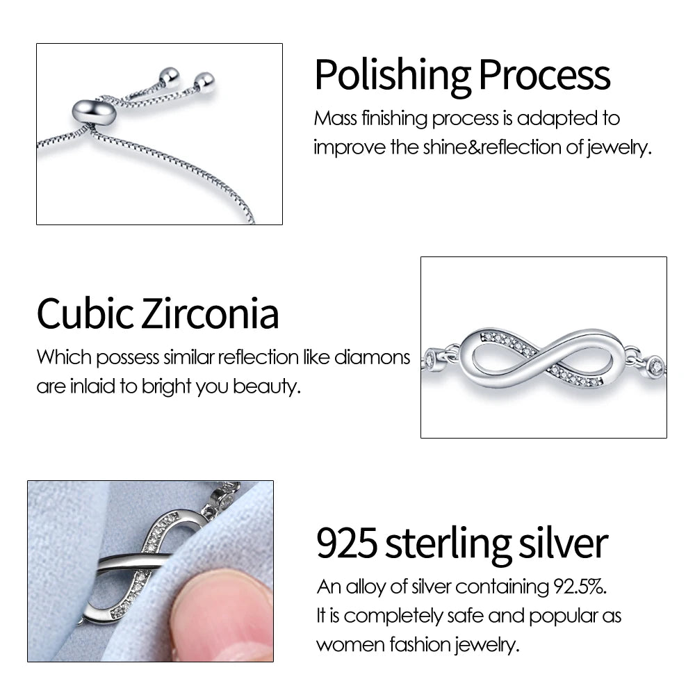 Original Bracelet 925 Silver Color Lucky Symbol Zircon Bracelet Luxury Jewelry For Woman Romantic Jewelry Valentine's Day Gifts