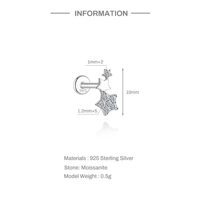 Moissanite Stud Earrings - 925 Sterling Silver, 0.03-1.2ct, D Color, GDTC Certified