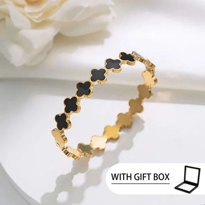 European Style Titanium Steel Bracelet - Minimalist Gold & White Bangle for Women