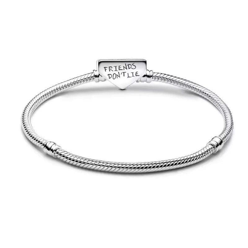 925 Sterling Silver Shell Family Tree Heart Bracelet - Charm Bangle