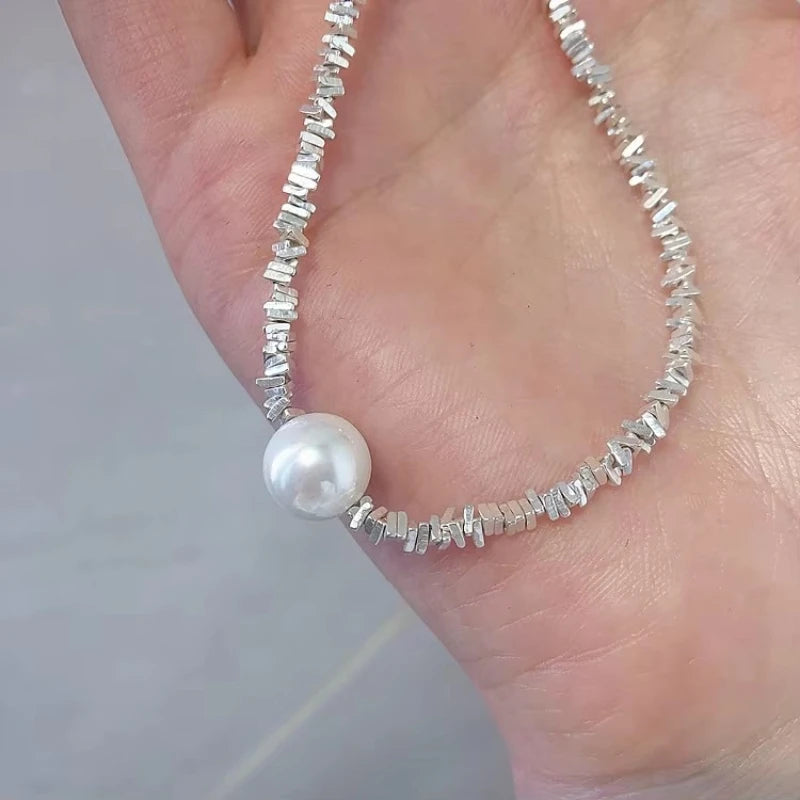 925 Sterling Silver Freshwater Pearl Chain Necklace for Women | Fine Jewelry | Wedding, Party & Birthday Gift