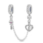 925 Sterling Silver Heart, Infinity & Triple Jewel Safety Chain Charm | Fits Pandora & Most Bracelets