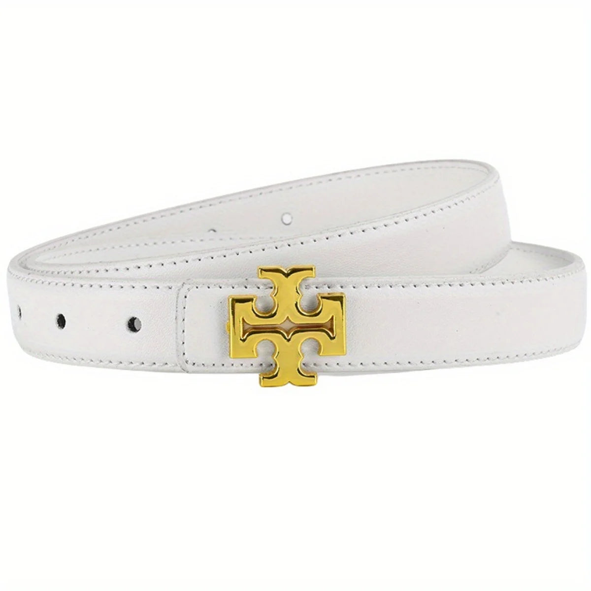Slim Fit Designer Belt - Metal Letter Buckle Faux Leather Belt for Jeans
