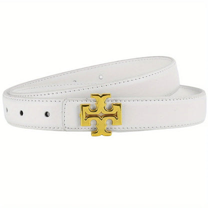 Slim Fit Designer Belt - Metal Letter Buckle Faux Leather Belt for Jeans