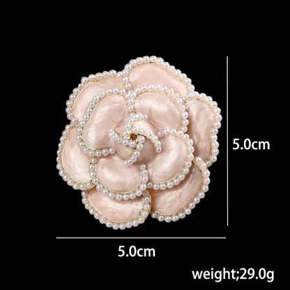 New Arrival Pearl Camellia Flower Brooches for Women Enamel Pin Elegant Lapel Pins Badge Corsage Fashion Jewelry Accessories