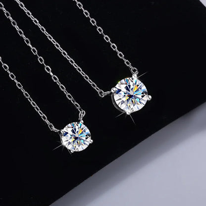 Moissanite Pendant Necklace - 925 Sterling Silver & 18K Gold, 0.5ct to 5ct, D Color VVS1, GRA Certified