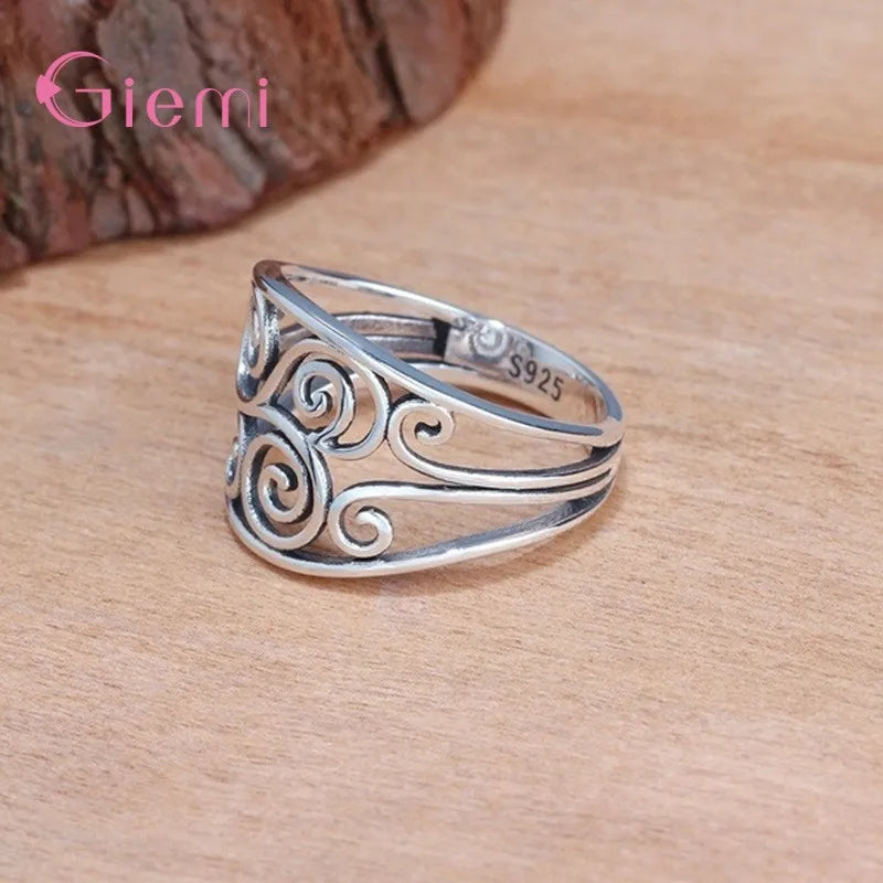 925 Sterling Silver Hollow Flower Ring | AAA Zirconia Wedding & Anniversary Band for Women