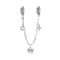 925 Sterling Silver Heart, Infinity & Triple Jewel Safety Chain Charm | Fits Pandora & Most Bracelets