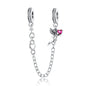 925 Sterling Silver Heart, Infinity & Triple Jewel Safety Chain Charm | Fits Pandora & Most Bracelets