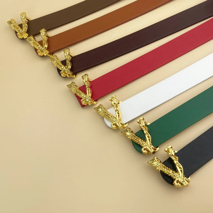 2025 Fashion V-Buckle Belt, Women's Slim Decorative Strap, Black PU Leather for Jeans, Chic Office Daily Accessory