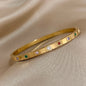New Inlaid Square Small Colored Zircon Stainless Steel Bangle Bracelet for Women Luxury Gold Plated Cubic Zirconia Bracelets