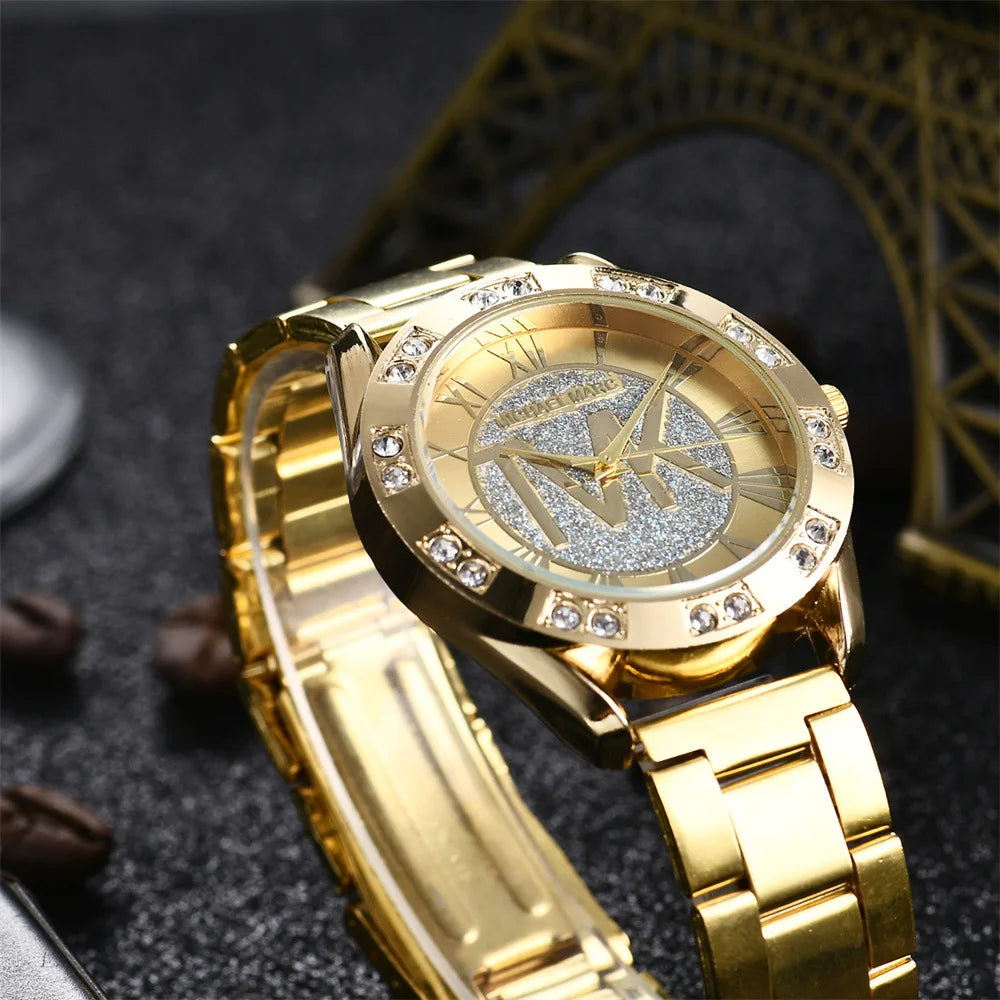 Minimalist Diamond Quartz Watch - Stainless Steel Bracelet Watch for Women & Men