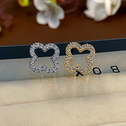 New Simple Hollow Four Leaf Clover Earrings for Women  Trend Jewelry Gift for Her