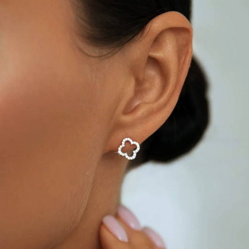 New Simple Hollow Four Leaf Clover Earrings for Women  Trend Jewelry Gift for Her