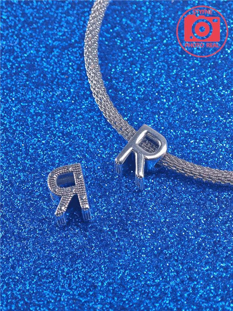 925 Sterling Silver Alphabet Letter Charm Bead | A-Z English Letters Fit Pandora Bracelets for Women