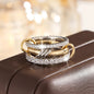 Trendy 4-Piece Stackable Ring Set - Two-Tone 18K Gold Plated Zircon Rings