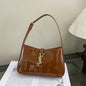 Glossy Leather Underarm Bag, Fashion Shoulder Purse for Women, Versatile Top Handle Tote Chic  Minimalist Crossbody Bag