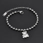 White Shell Cute Little Bear Peach Heart Stainless Steel Jewelry Set Necklace Earrings Bracelet or women