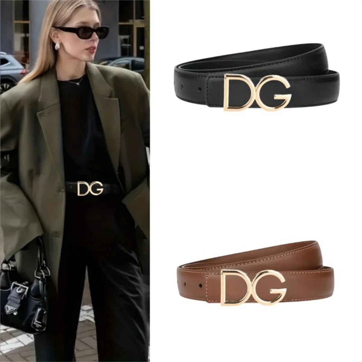 Fashionable Women's Belt Designer 2025 New Material Length Adjustable Send Perforated Gift Box Package Women's Belt