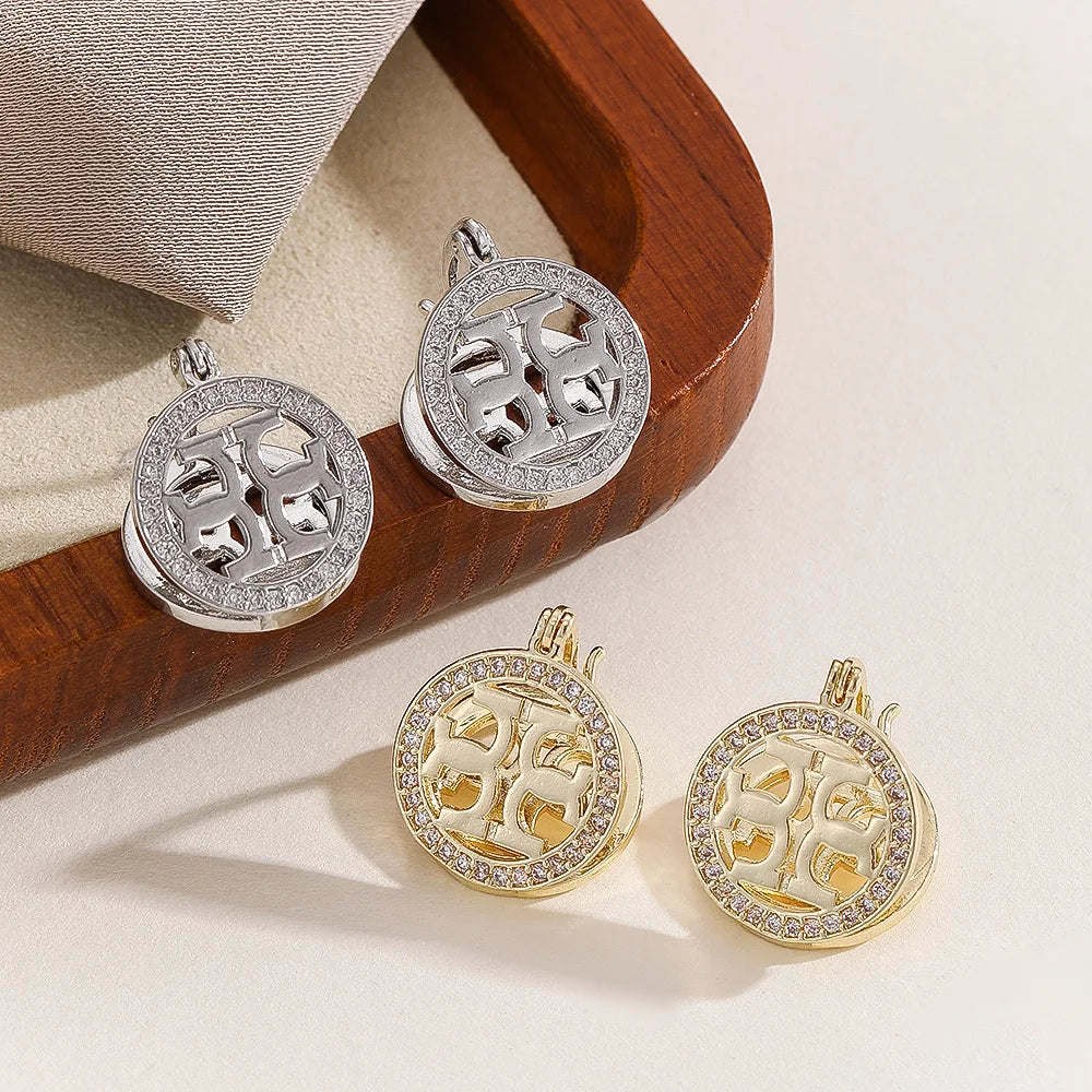 Rhinestone Earrings for Women Gold Silver Round Hollow Geometric Dangle Earrings Wedding Party Daily Wear Fashion Jewelry Gift