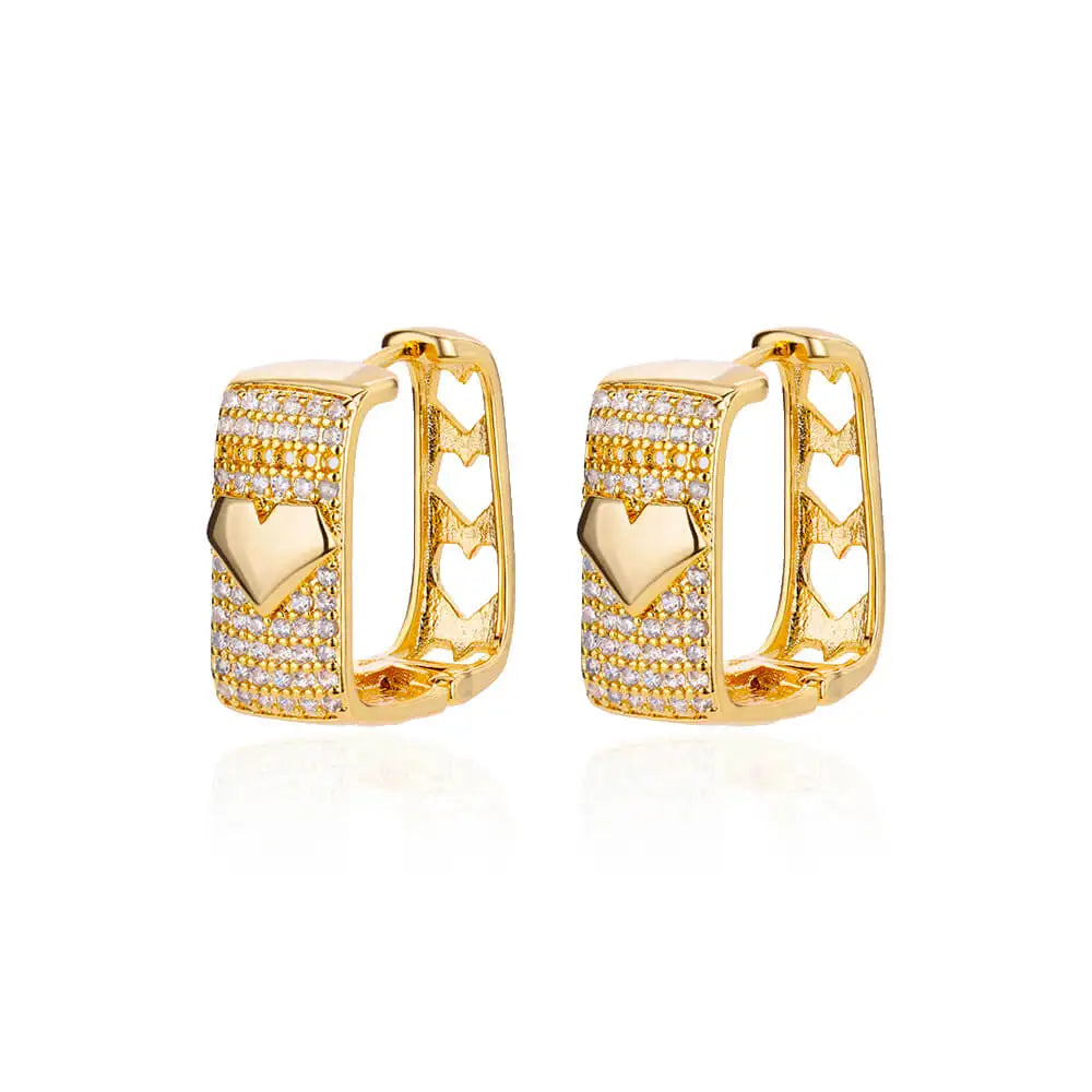 Shiny Zircon Circle Square Hoop Earrings for Women Gold Color Stainless Steel Earrings Luxury Christmas Jewelry Wedding aretes