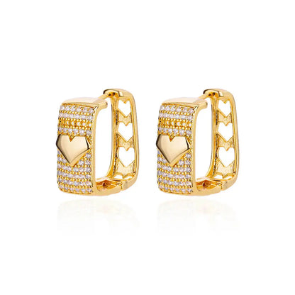 Shiny Zircon Circle Square Hoop Earrings for Women Gold Color Stainless Steel Earrings Luxury Christmas Jewelry Wedding aretes
