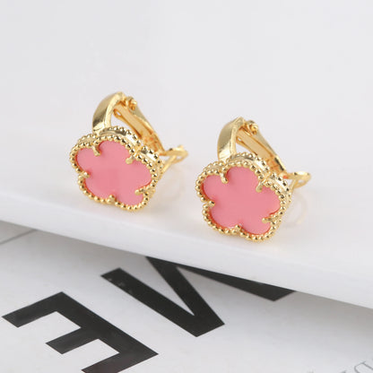 Plant Five Leaf Flower Double sided Plum Blossom Jewelry Set Necklace Earrings New Design Natural Stone Women High Quality Clove