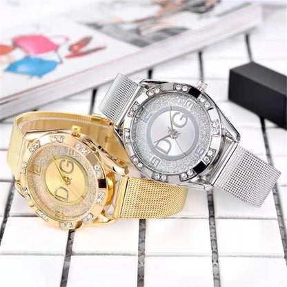 Starry Sky Diamond Watch - Luxury Gold Mesh Strap Quartz Watch for Women