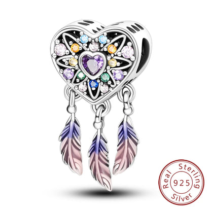 925 Sterling Silver Pink Pendant Charm Bead | Fits Pandora Bracelets & Necklaces | DIY Fine Jewelry