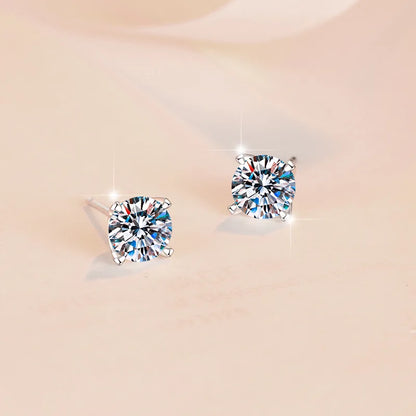 Moissanite Stud Earrings - 925 Sterling Silver & 18K White Gold, 4mm to 8mm, NGGC Certified