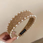 Exquisite Crystal Ball Pearl Number 5 Letter Camellia Headband Women Hair Accessories France Pearl Beaded Hairhoops Headwears