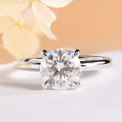 2ct Moissanite Solitaire Ring - 925 Sterling Silver, D Color VVS1, GRA & CMA Certified