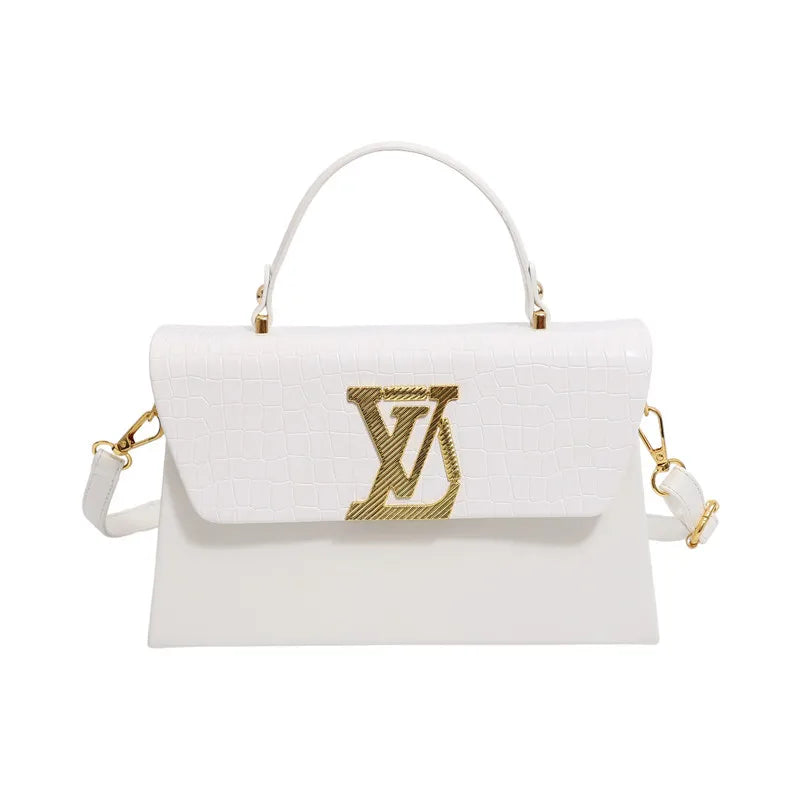 2025 Trendy Women's Shoulder Bag - Large Capacity, Glossy Leather with Letter Print, Adjustable Strap for Daily Use