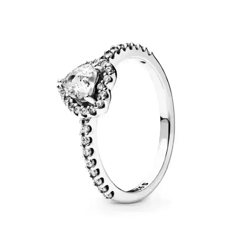 Hot selling 925 sterling silver classic dazzling crown round hearts ring exquisite women's light luxury charm ring jewelry gift