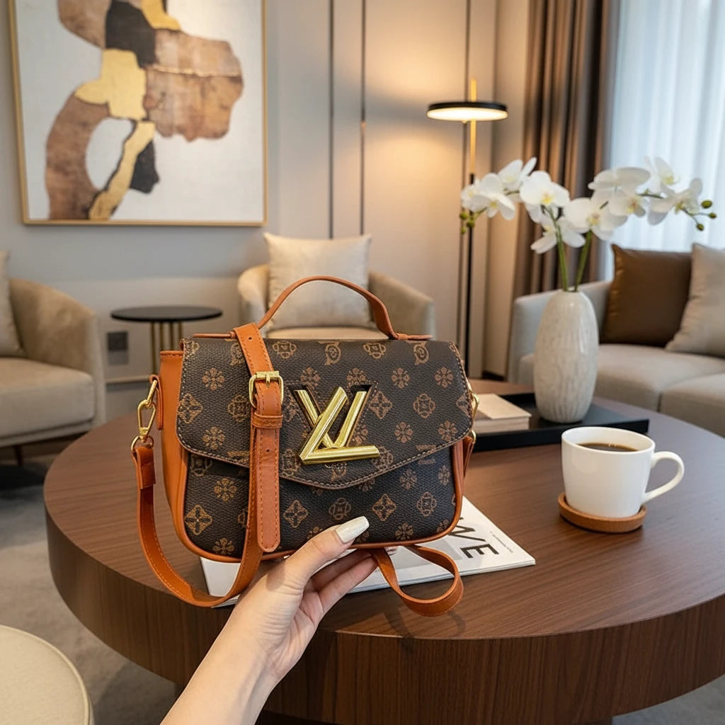 Women's Popular Classic Messenger Bag, Elegant Leather Crossbody Style For Ladies From Luxury Brand By Famous Designer