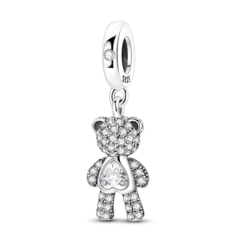 925 Sterling Silver Bear, Kart & Family Tree Charm Bead | Fits Pandora Bracelets & Pendants for Women