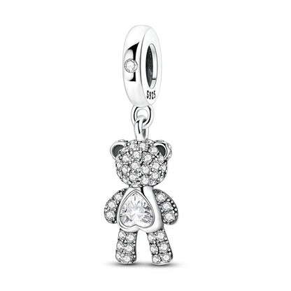 925 Sterling Silver Bear, Kart & Family Tree Charm Bead | Fits Pandora Bracelets & Pendants for Women