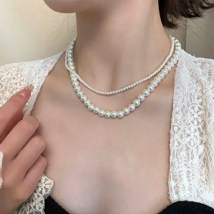 Luxury Multi-Layer Pearl & Crystal Collarbone Necklace | CC Style