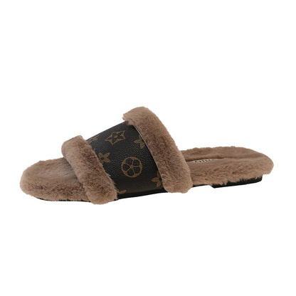 Women's Furry Flip Flop Slippers - Plush Summer Party Slides